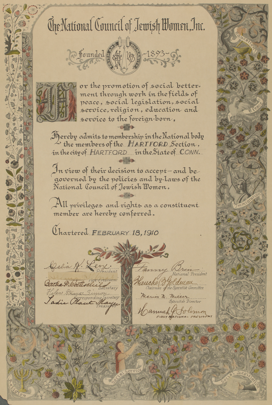 National Council of Jewish Women Charter National Council of Jewish Women Charter